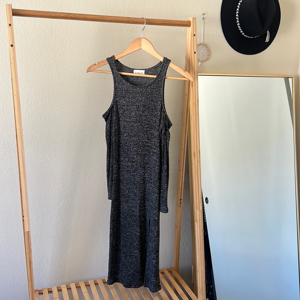 Knit, dark grey dress.